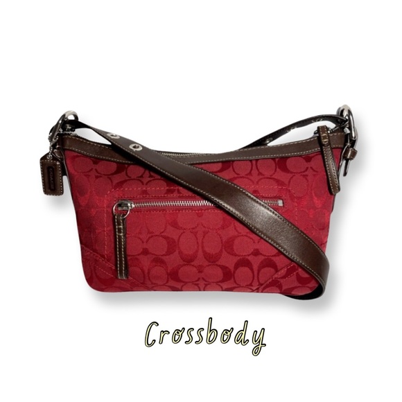 Coach Signature “C” Red Jacquard East West Crossbody/Shoulder/Handbag Exc. Cond. - Picture 15 of 16